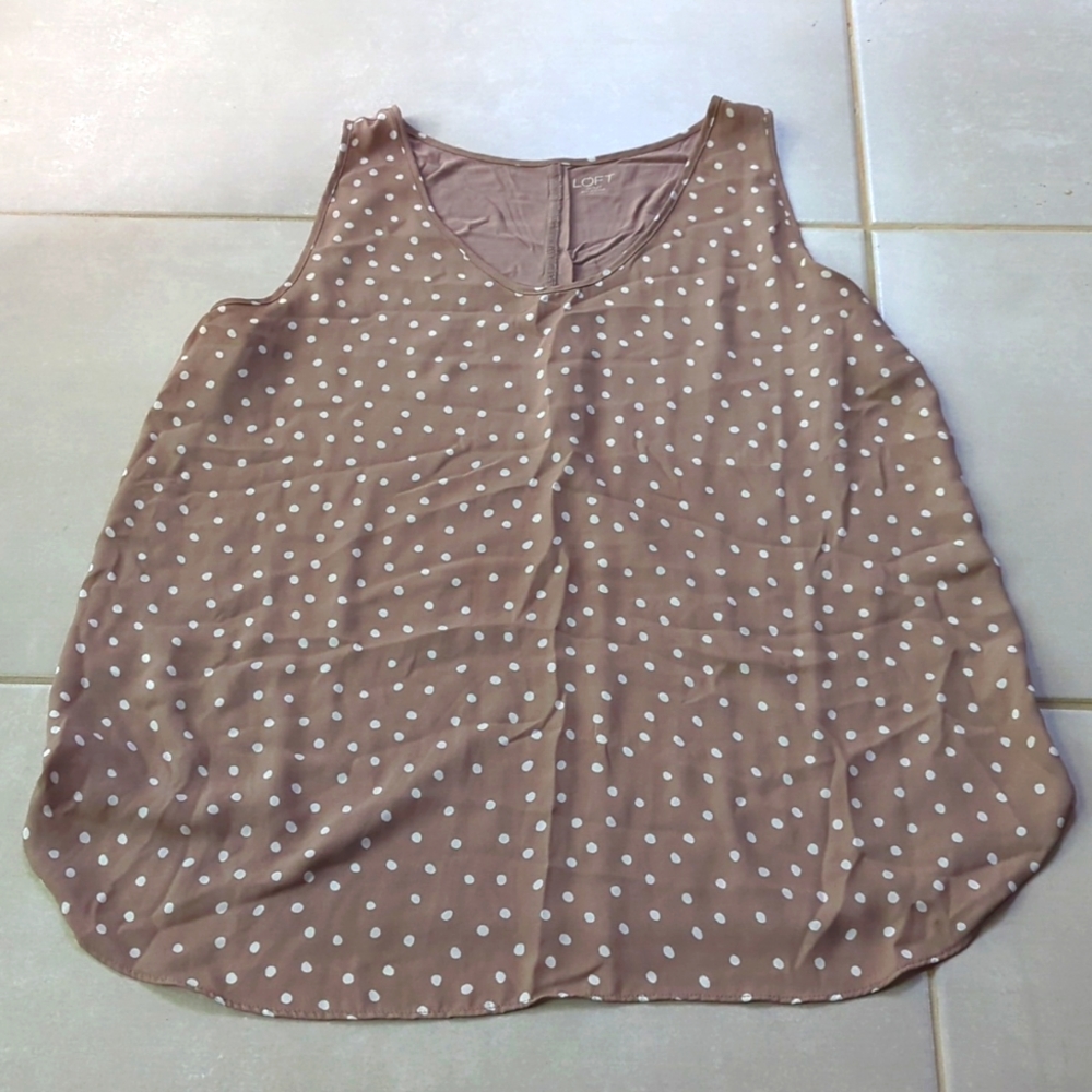 Beige polka dot tank top loft
